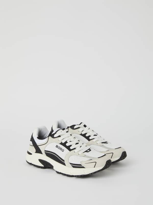Baskets Women's Alley Sneakers en cuir perforé blanc avec logo noir, pour le running avec style, performance et tenue.