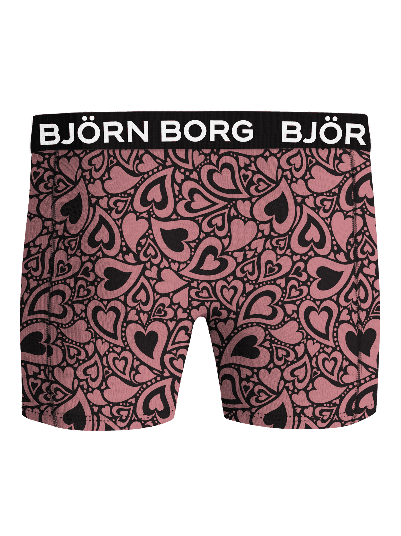 Microfiber Boxers i Love 2 (Röd) med hjärtmönster och vit logotyp på ett svart midjeband sedda framifrån. - Image 2