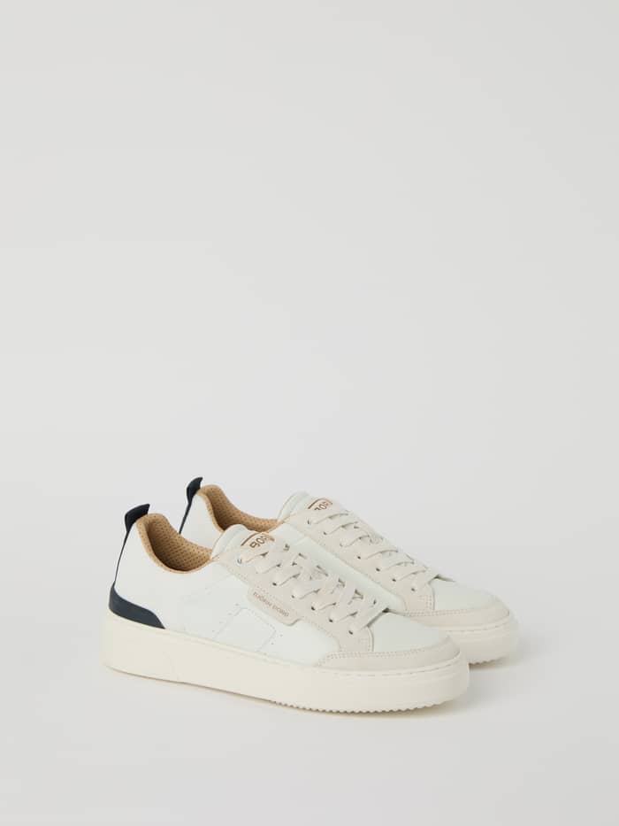 White Men’s Breakpoint Sneakers with synthetic leather and suede details, designed for a stylish tennis-inspired look.