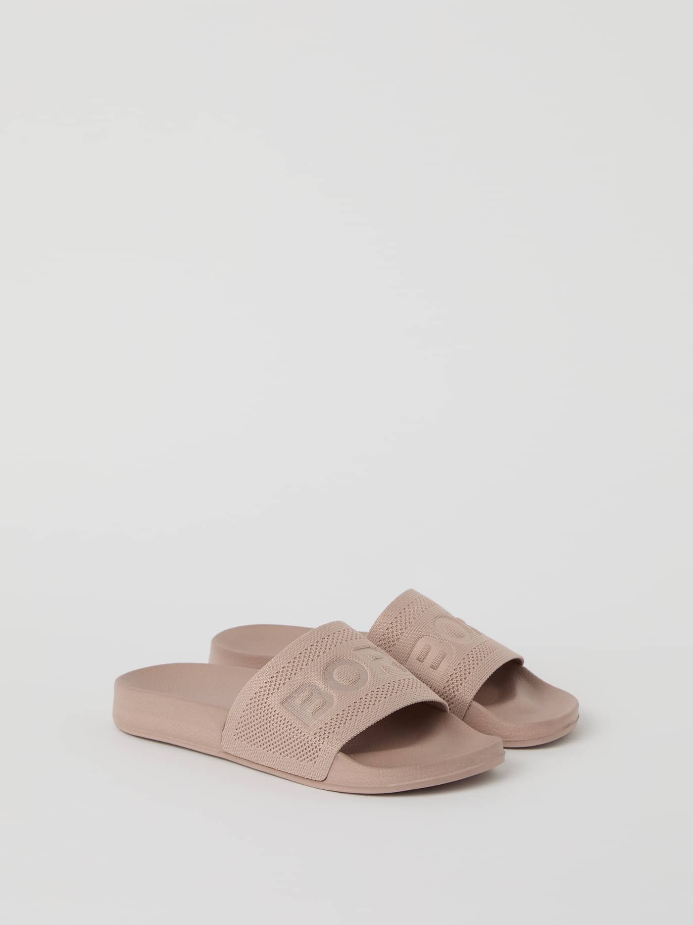 Pink Womens Sandal Knox Knit featuring a soft knitted upper with a large Borg logo for a stylish and comfortable fit. - Image 2