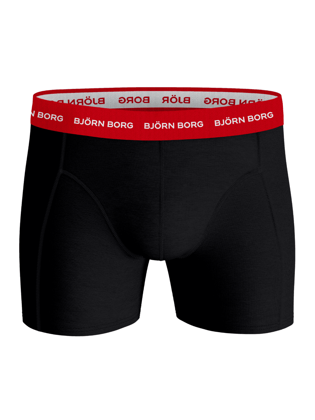 Vorderansicht der Cotton Stretch Boxers 3-pack Boxer Briefs in Schwarz mit rotem Bund, weißem Logo und perfekter Passform. - Image 5