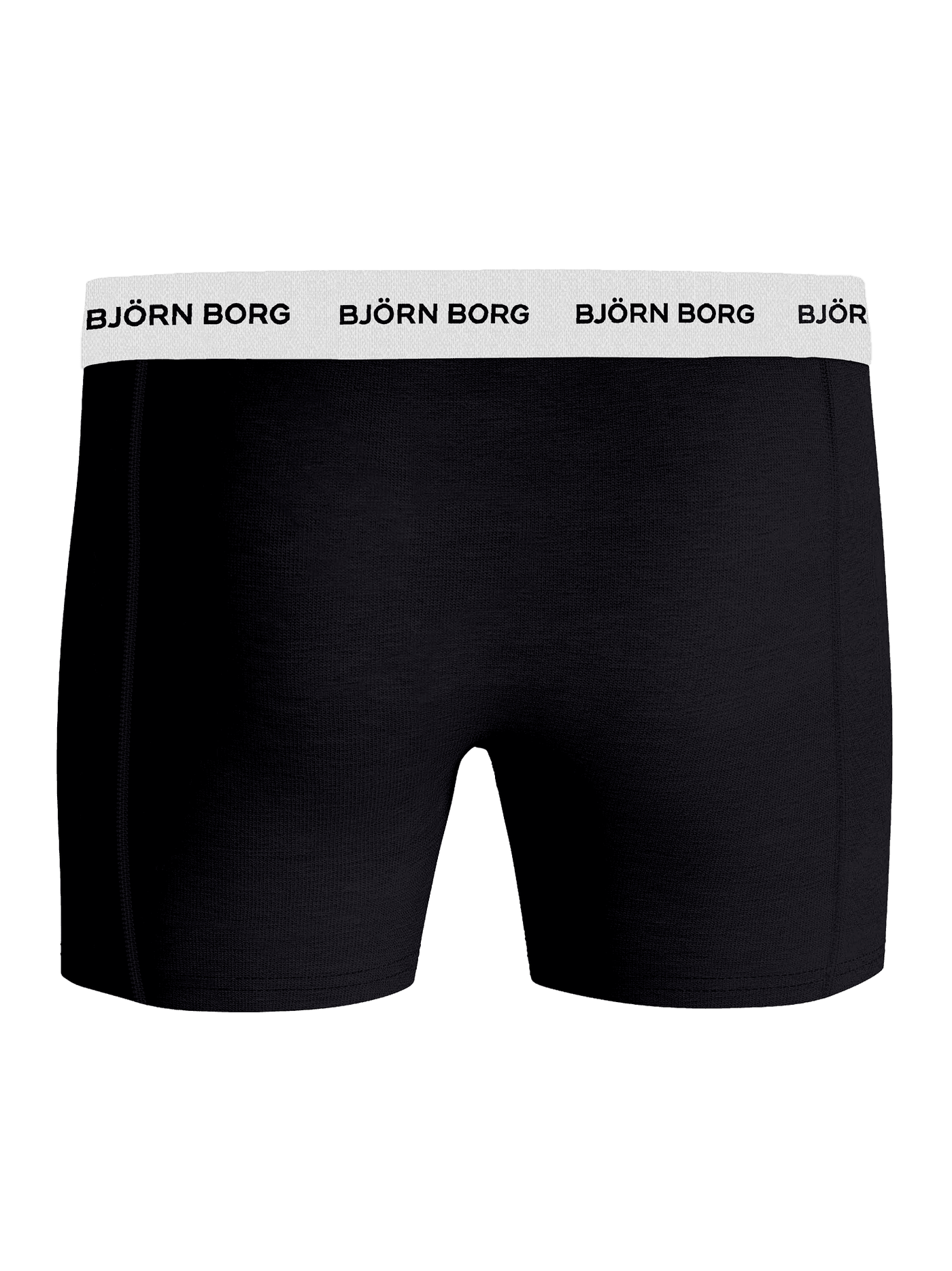 Front view of the black Björn Borg Cotton Stretch Boxers 3-pack with a white microfiber logo waistband. - Image 3
