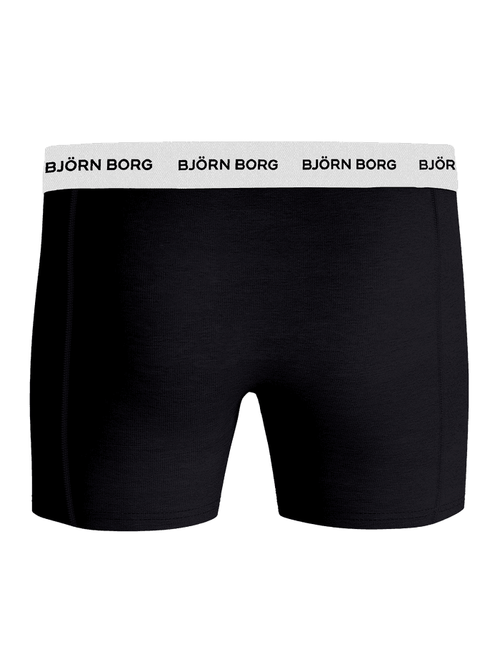 Cotton Stretch Boxers 3-pack i Sort set forfra med hvid logo-elastik i mikrofiber og blød bomuldsstretch. - Image 3
