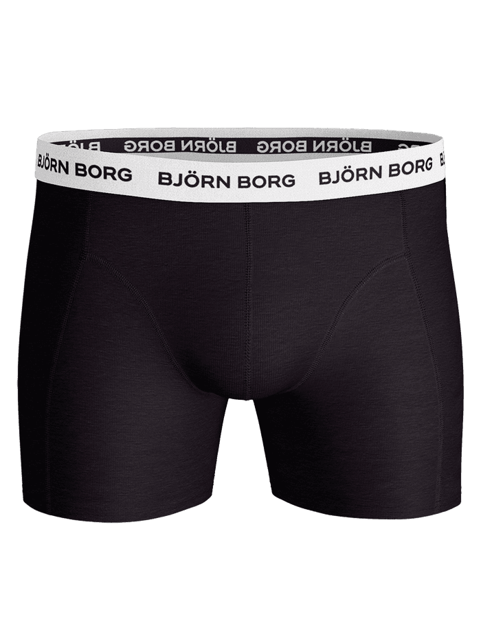 Cotton Stretch Boxers 3-pack i Sort set forfra med hvid linning, sorte logoer og funktionel pasform. - Image 2