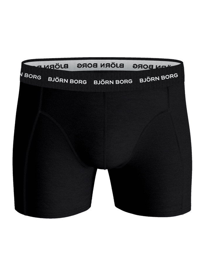 Vue de face du Cotton Stretch Boxers 3-pack noir en coton extensible avec ceinture à logo blanc pour homme. - Image 2