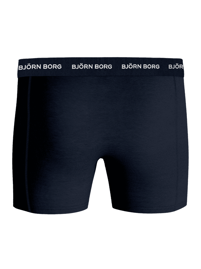 Cotton Stretch Boxers 3-pack i Blå set forfra i funktionel bomuldsstretch med hvide logoer på linningen. - Image 3