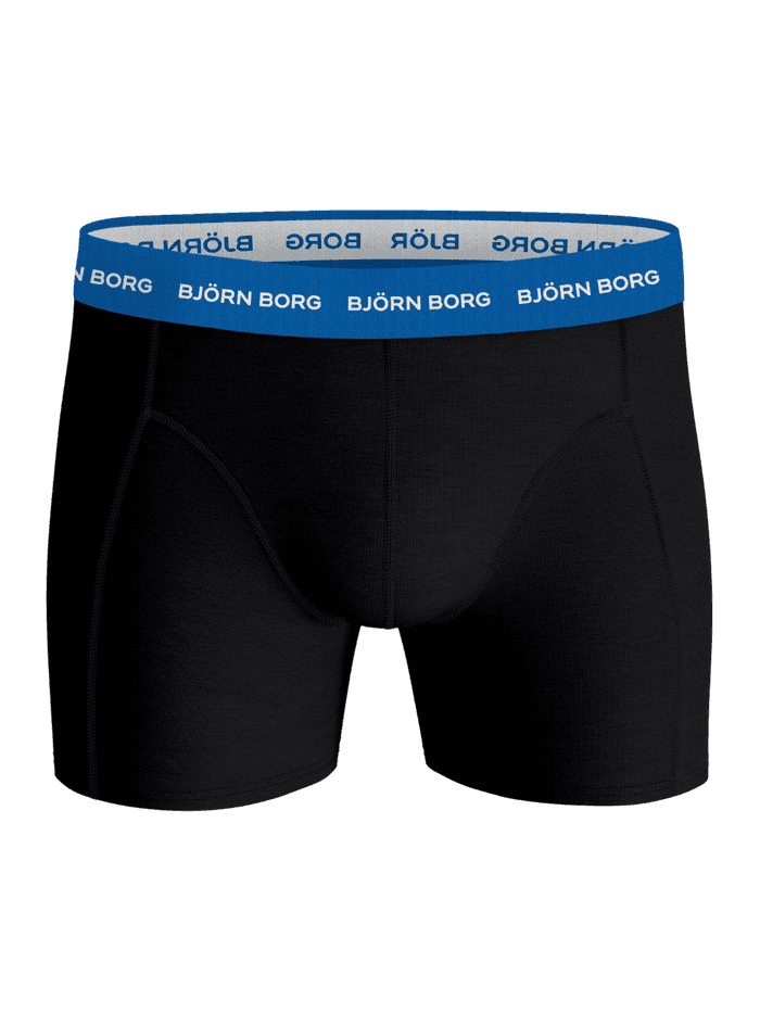 Cotton Stretch Boxers 3-pack i Sort set forfra med blå linning, hvide logoer og blød bomuldsstretch. - Image 4