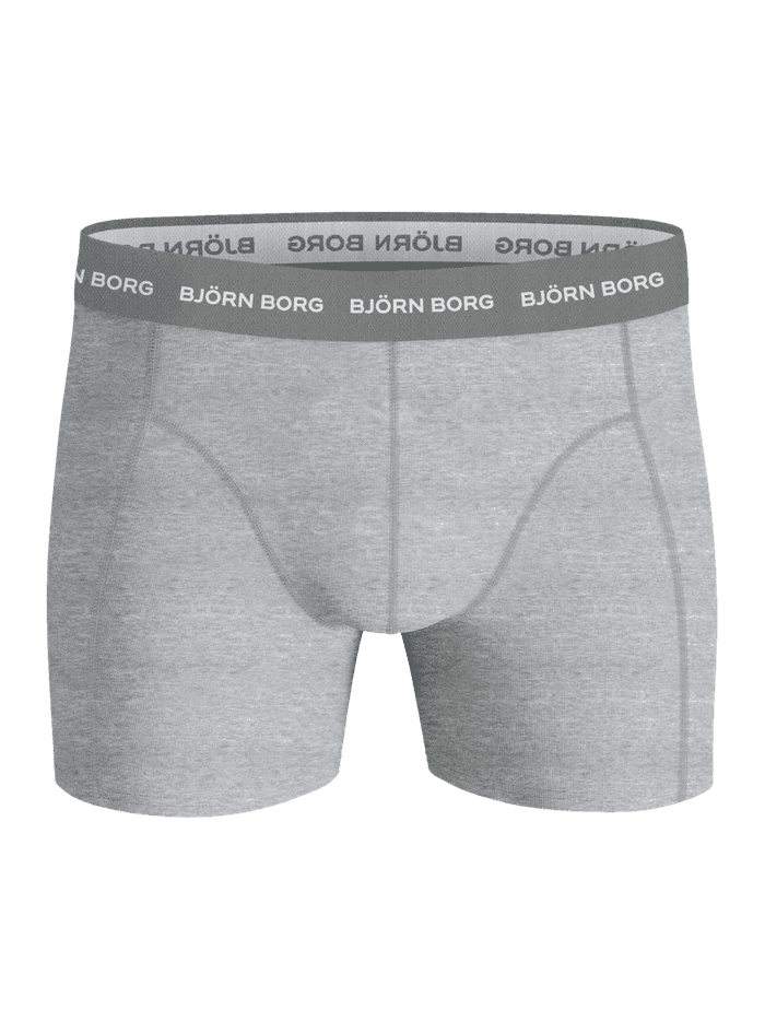 Vue de face du Cotton Stretch Boxers 3-pack gris chiné en coton extensible avec ceinture à logo blanc. - Image 5