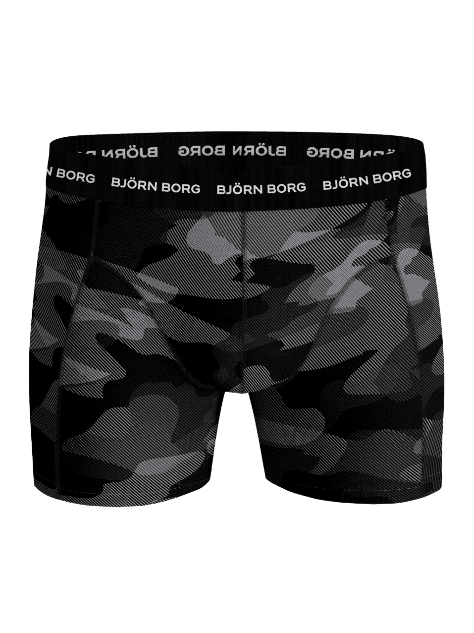 Cotton Stretch Boxers 3-pack met grijze en zwarte camouflageprint en elastische tailleband met wit logo, vooraanzicht. - Image 4