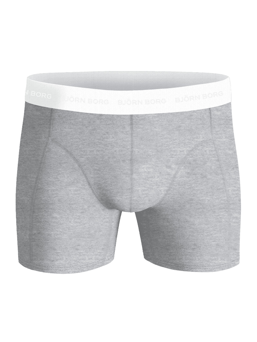 Front view of the grey melange Cotton Stretch Boxers 3-pack, stylish boxer briefs with a white logo waistband for comfort. - Image 5