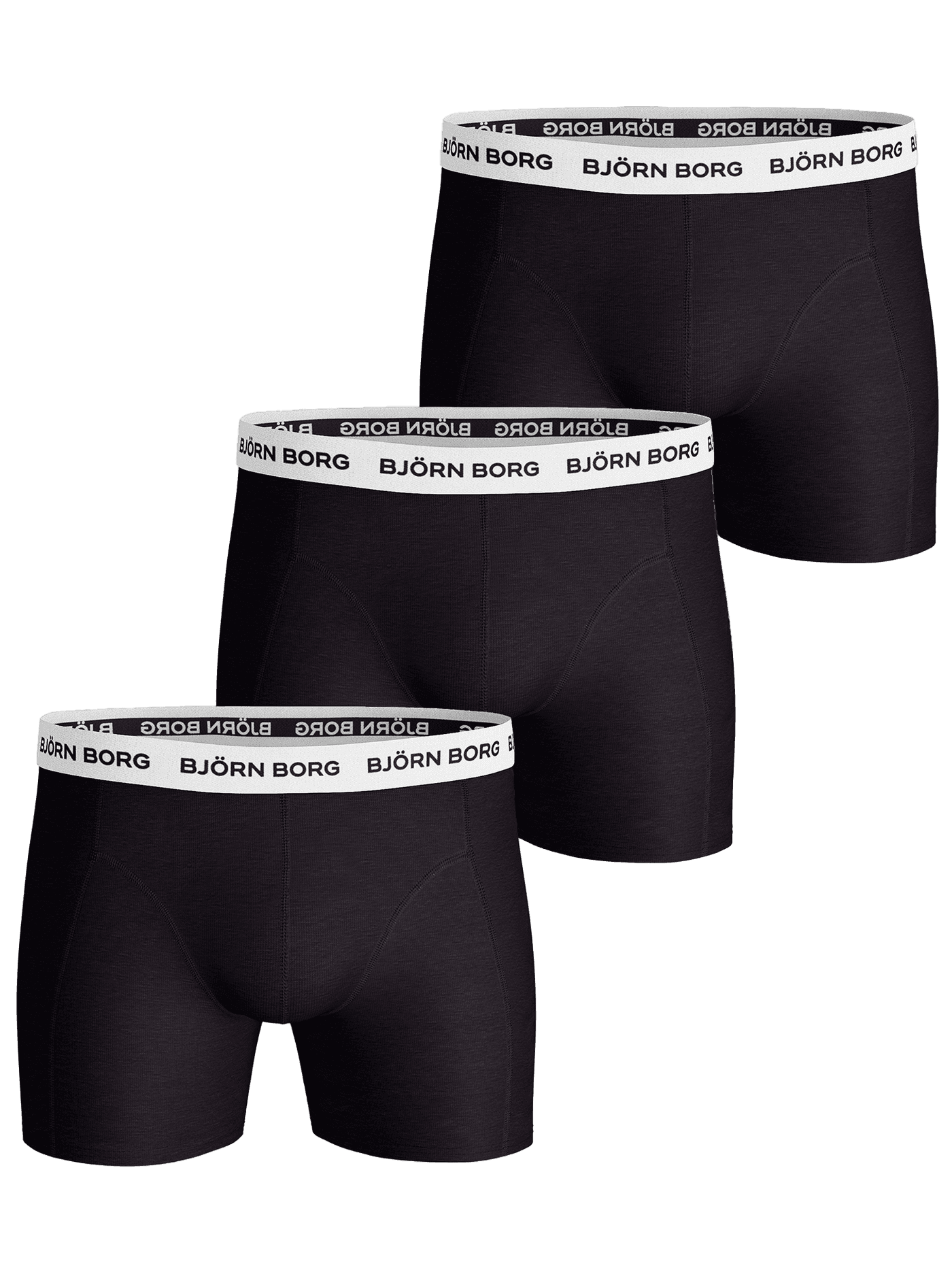 Cotton Stretch Boxers 3-pack in het zwart van zacht stretchkatoen met een witte elastische tailleband met logo. - Image 1