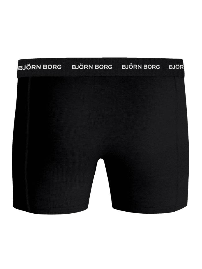 Vue de face du Cotton Stretch Boxers 3-pack noir avec ceinture élastique à logo Björn Borg blanc. - Image 3