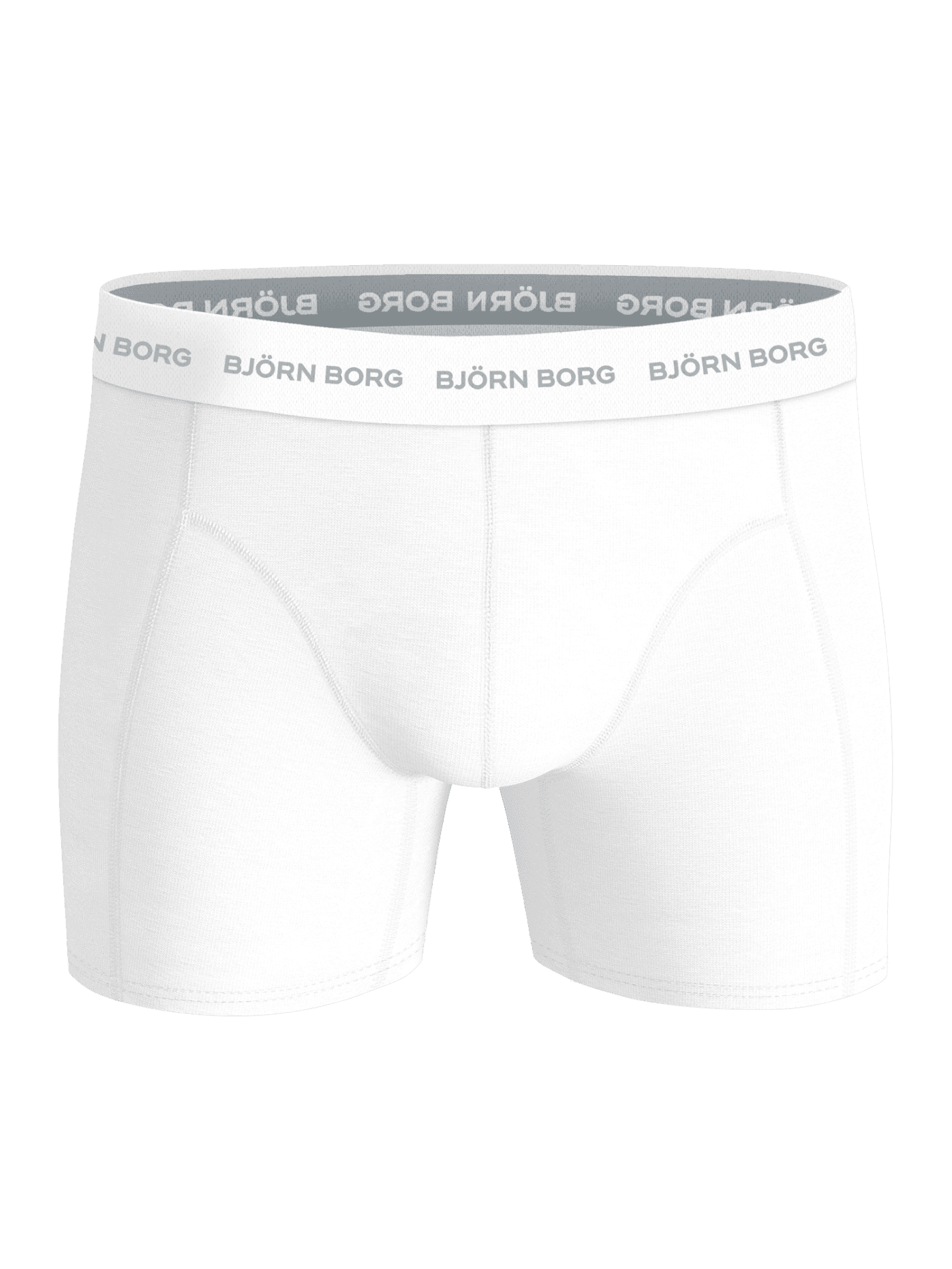 Cotton Stretch Boxers 3-pack in White, classic men's boxer briefs in cotton stretch with a grey logo waistband. - Image 2