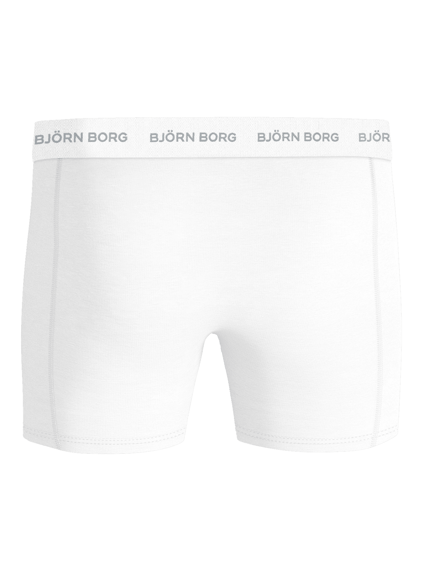 Front view of the Björn Borg Cotton Stretch Boxers 3-pack in White, featuring soft boxer briefs with a grey logo waistband. - Image 3