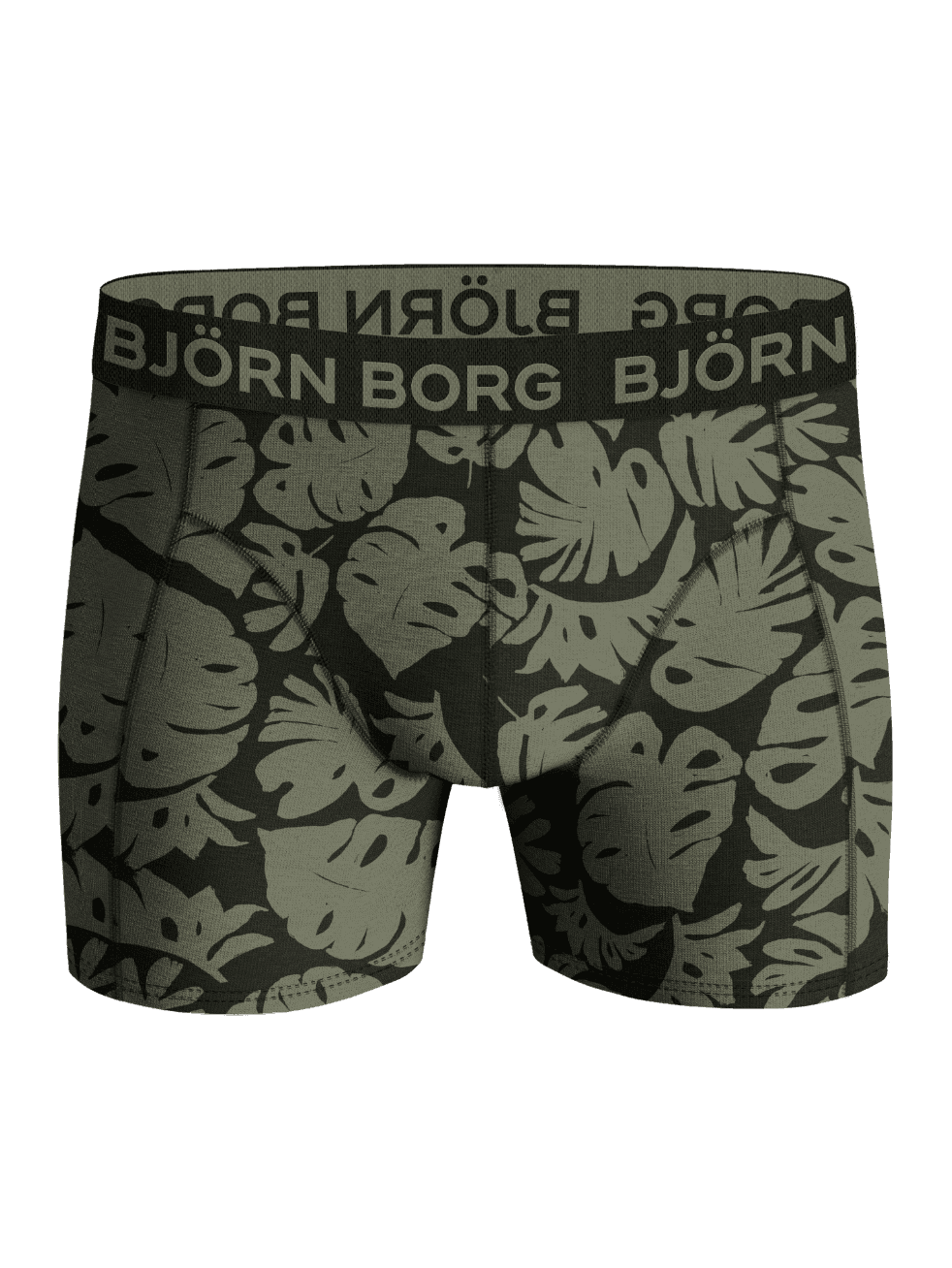 Cotton Stretch Boxers 5-pack boxer briefs in soft cotton with a green leaf print and green logo waistband. - Image 5