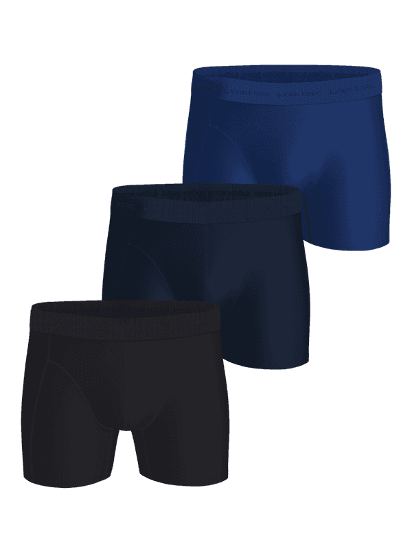 Microfiber Boxers 3-pack i blått, marinblått och svart med slät mikrofiber, ton-i-ton-logotyper och funktionell passform.