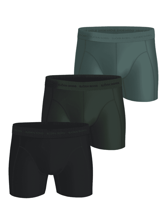 Microfiber Boxers 3-pack i grøn og sort er funktionelle boksershorts til mænd i glat og blød mikrofiber.