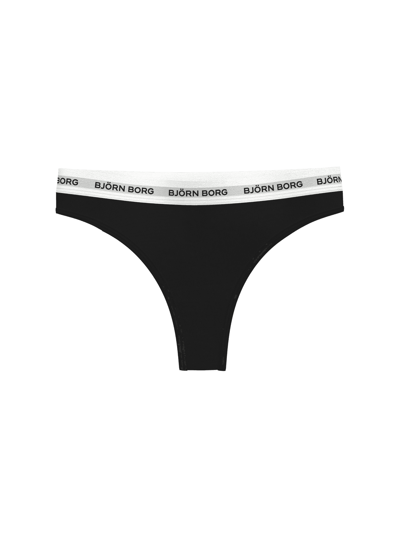 Logo Thongs 3-pack i sort bomuldsstretch med hvid linning, sorte logoer og en behagelig midterhøj pasform. - Image 2