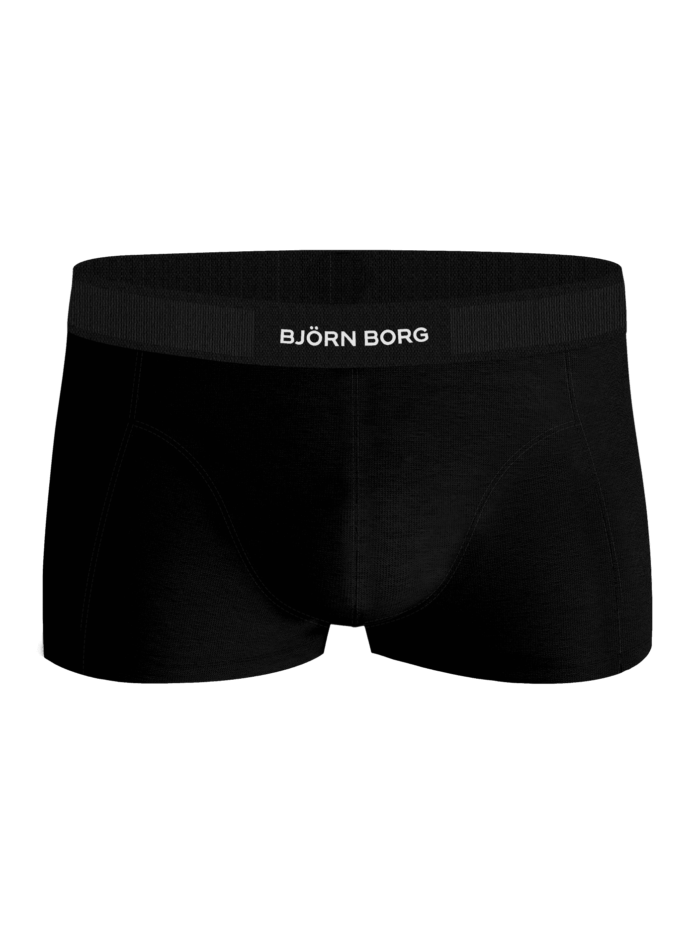 Svart Organic Cotton Stretch Trunks 3-pack til menn med hvit logo på strikk i mikrofiber, sett forfra. - Image 2