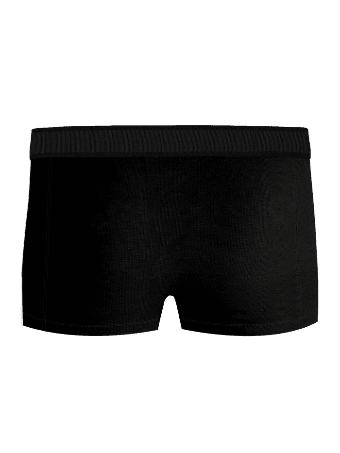 Vue de face du shorty noir Organic Cotton Stretch Trunks 3-pack en coton biologique extensible doux. - Image 3