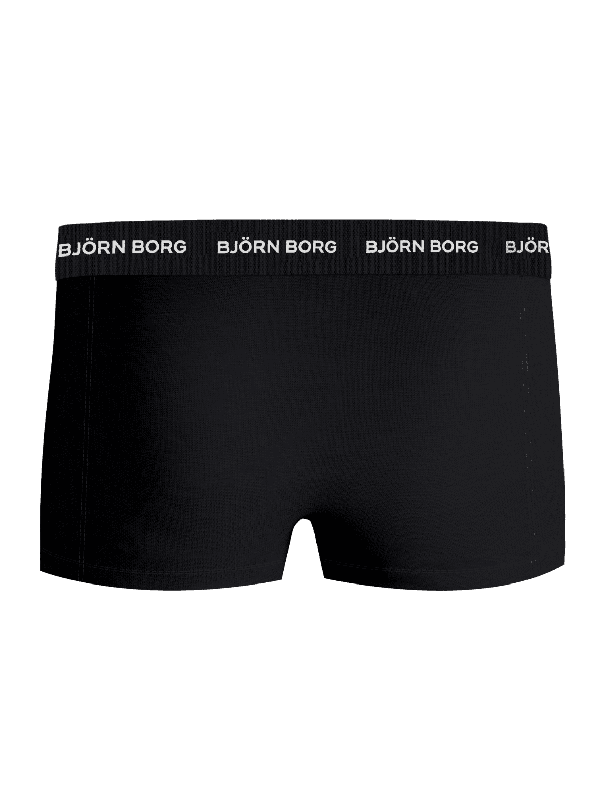 Front view of the black Cotton Stretch Trunks 3-pack featuring a white logo on the soft microfibre waistband. - Image 3
