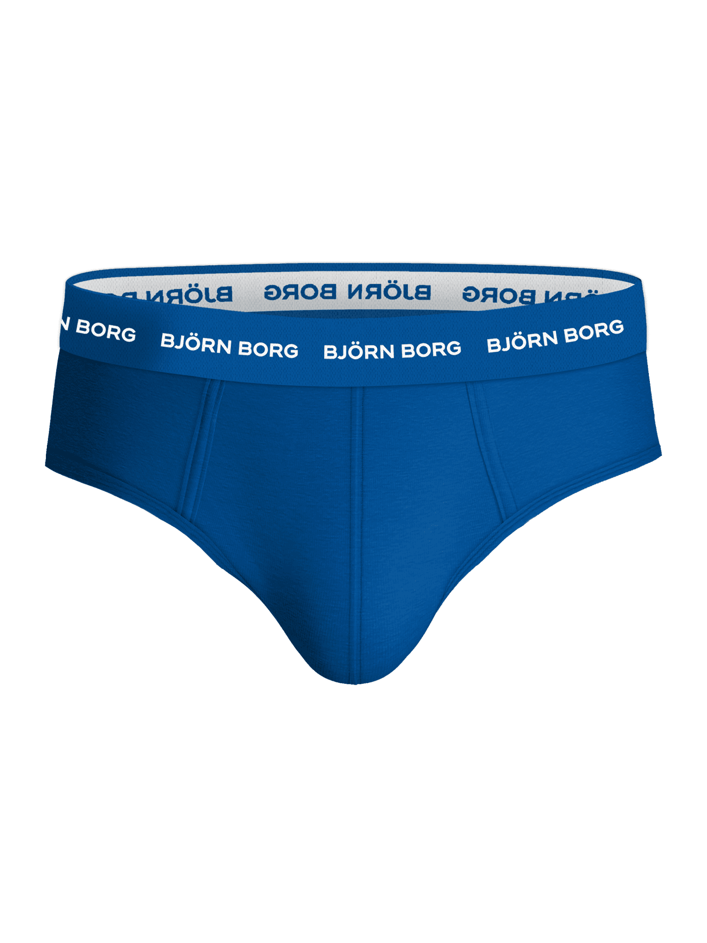 Front view of the blue Cotton Stretch Briefs 3-pack for men, featuring a soft microfibre logo waistband. - Image 5