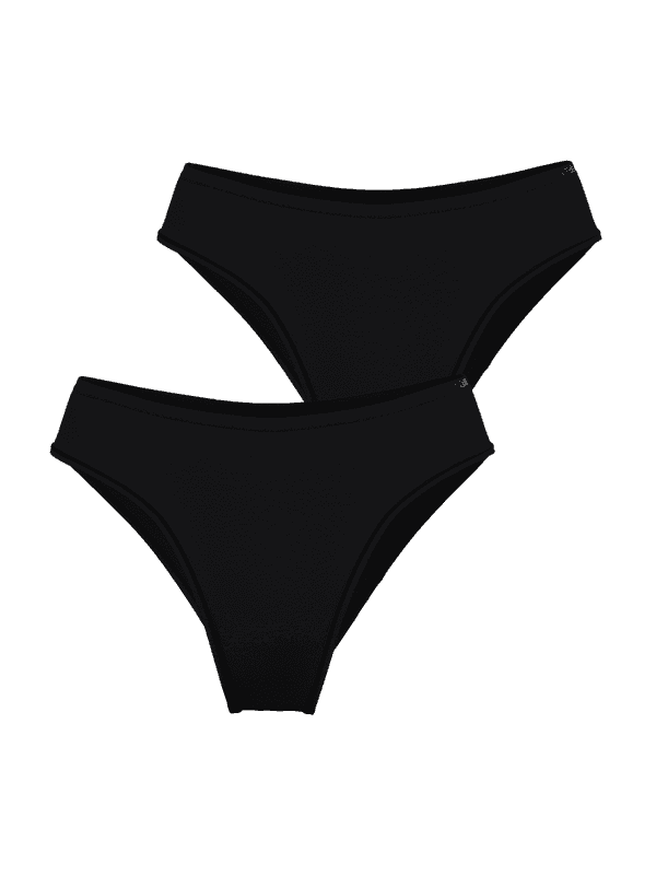 Soft Touch Cheeky Briefs 2-pack in Schwarz aus seidigem TENCEL™ Lyocell mit mittlerer Taille und tonalem Logo.