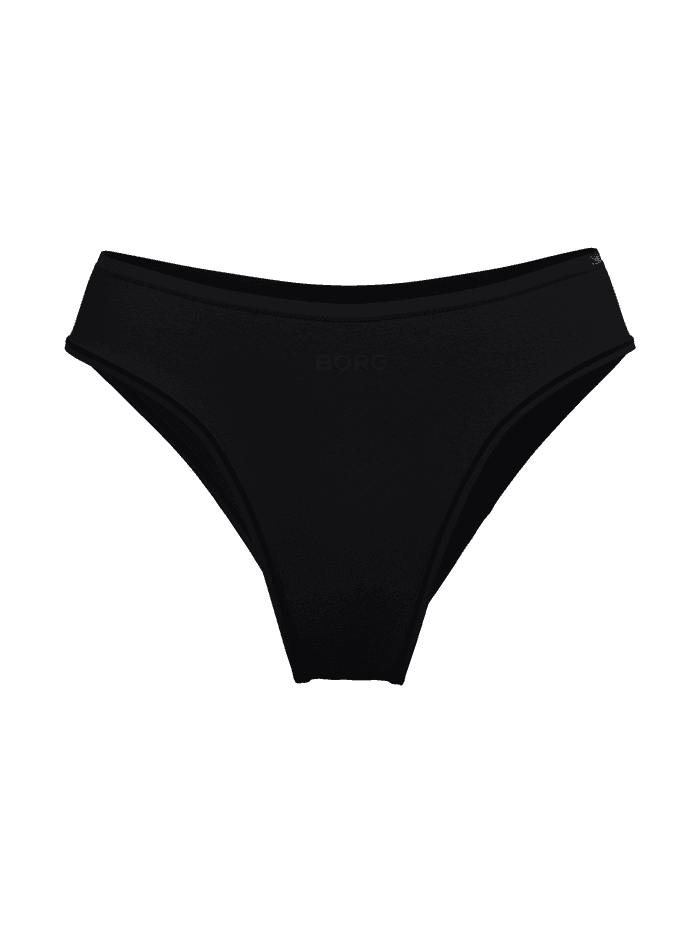 Vue de face du Soft Touch Cheeky Briefs 2-pack noir en TENCEL Lyocell soyeux avec logo BORG ton sur ton. - Image 2