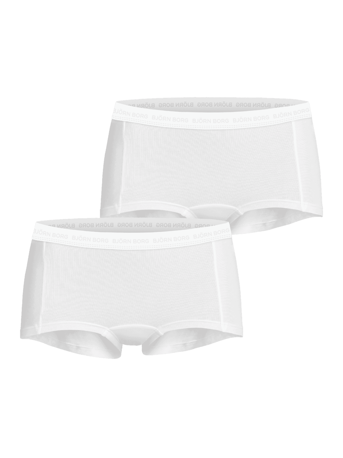 Everyday Cotton Boxers Shorts 2-pack in Brilliant White (White) featuring soft organic cotton and a white logo waistband. - Image 2