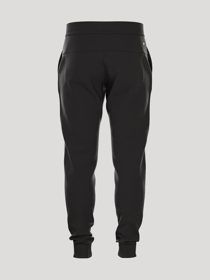 Achteraanzicht van de Borg Essential 1 Sweatpants in Black Beauty (Zwart) voor heren met een relaxte pasvorm. - Image 3