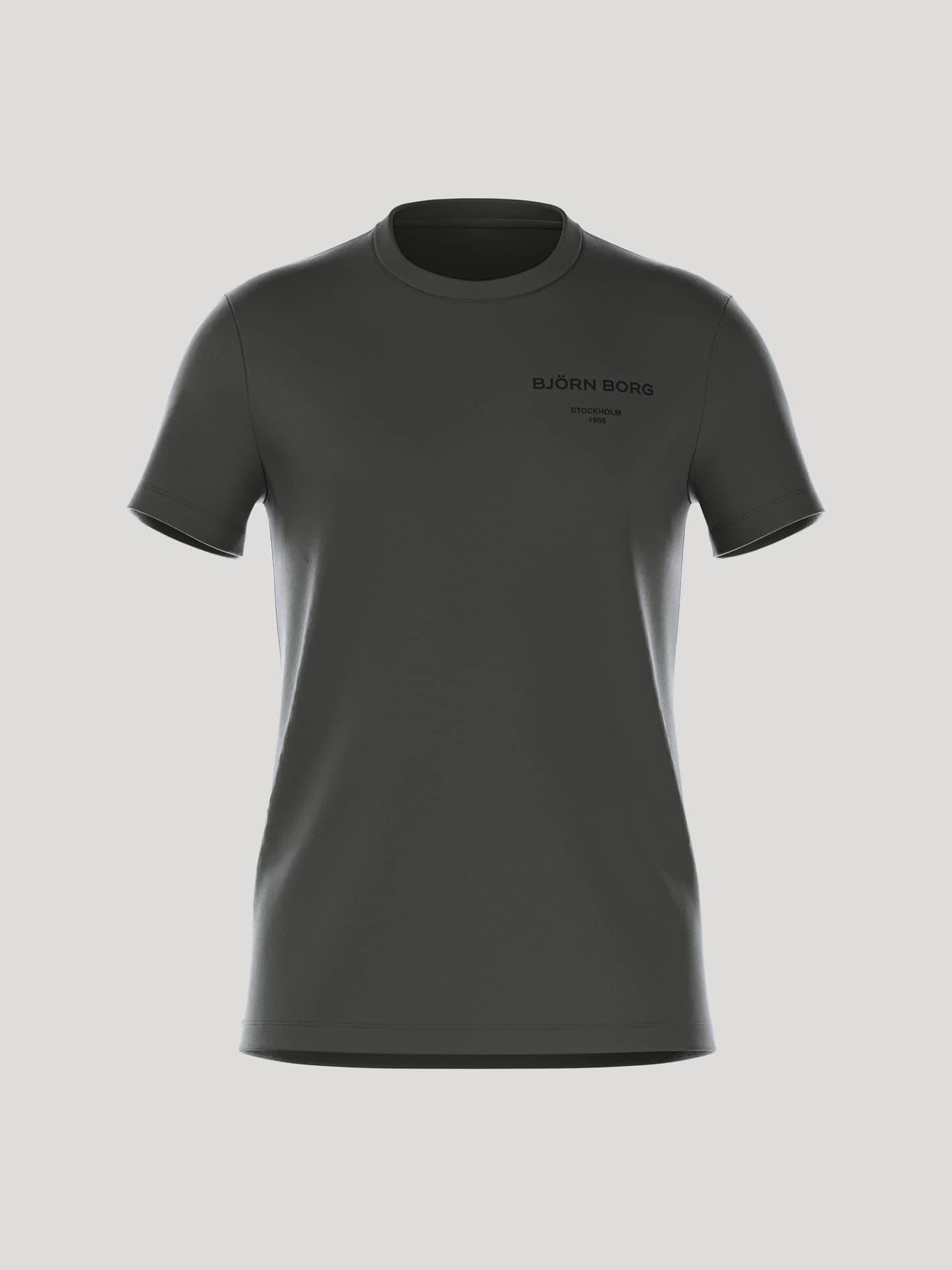 Borg Essential 1 T-Shirt i Peat (Grøn) set forfra i bomuld med et sort logo og en stilfuld pasform til fritid. - Image 1
