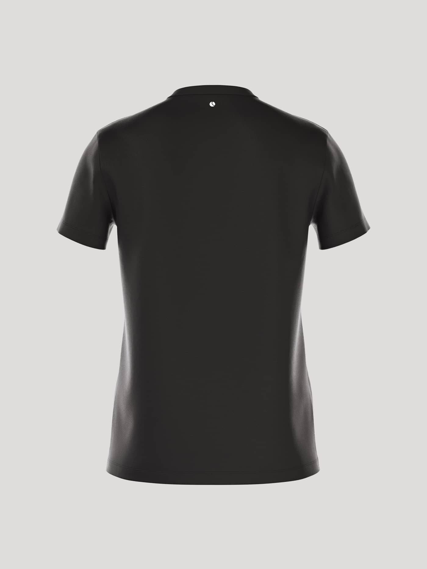 Borg Essential 1 T-Shirt i Black Beauty (Sort) set bagfra med et lille hvidt tennisbold-logo i nakken til tennis. - Image 3