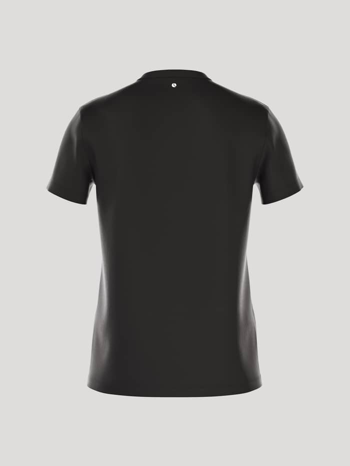 Borg Essential 1 T-Shirt i Black Beauty (Sort) set bagfra med et lille hvidt tennisbold-logo i nakken til tennis. - Image 3