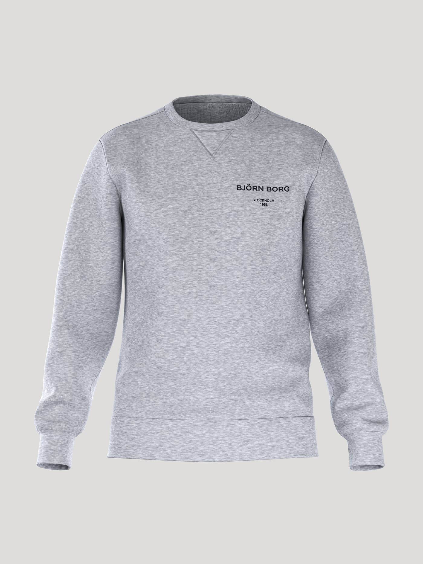 Front view of the men's Borg Essential 1 Sweatshirt in light grey melange. - Image 1