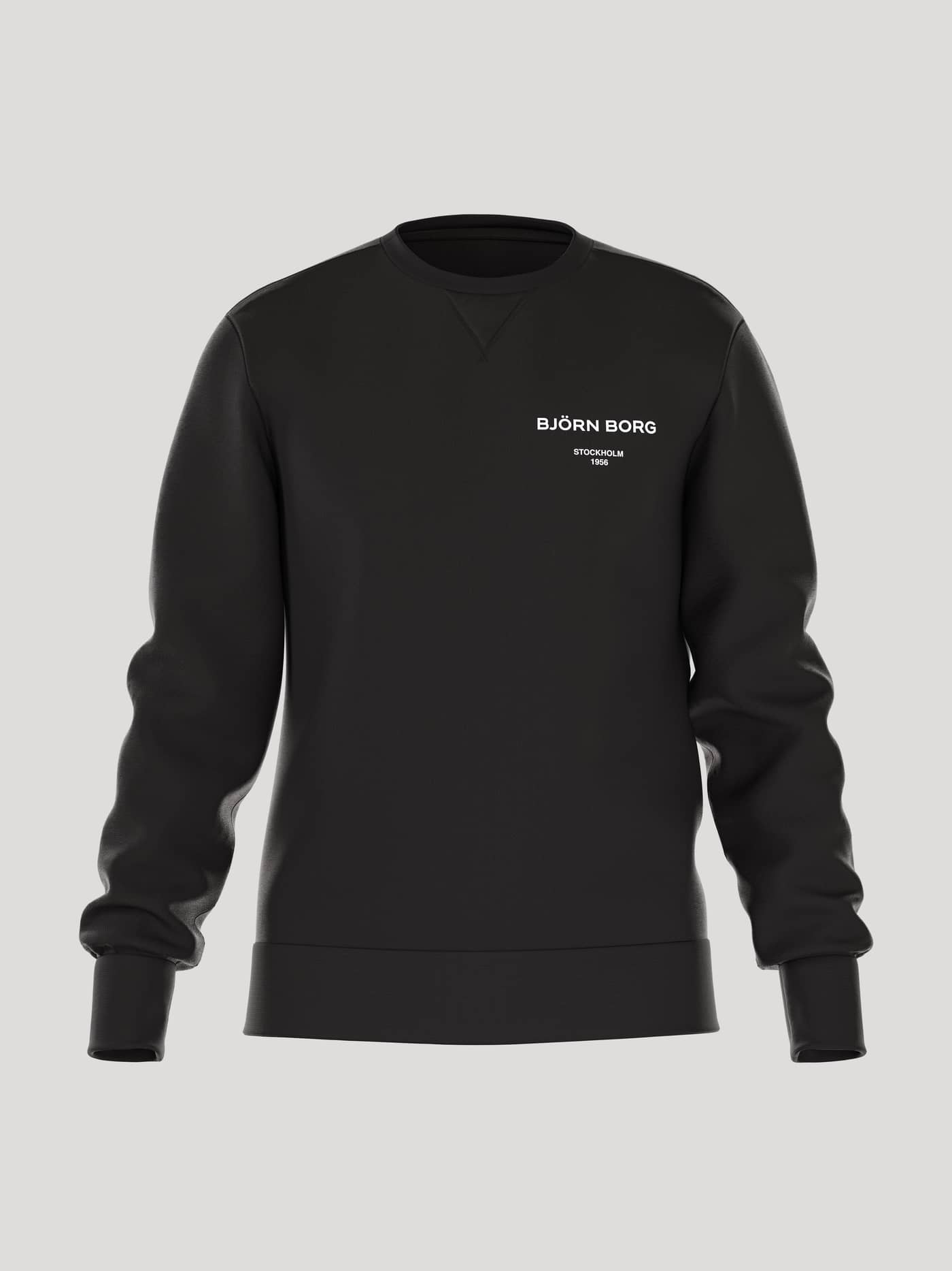 Borg Essential 1 Sweatshirt i Black Beauty (Sort) set forfra i blød bomuldsblanding med hvidt logo og stilfuld pasform. - Image 1