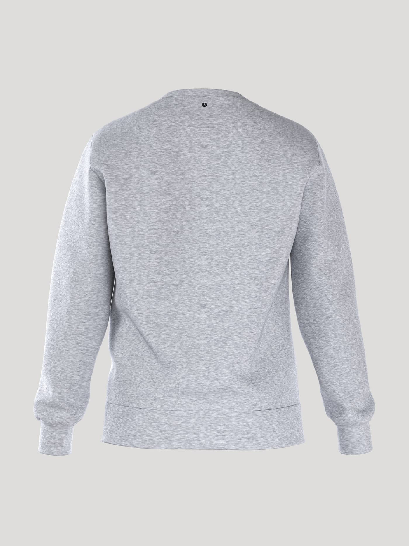 Back view of the men's Borg Essential 1 Sweatshirt in light grey melange, on a ghost mannequin. - Image 3