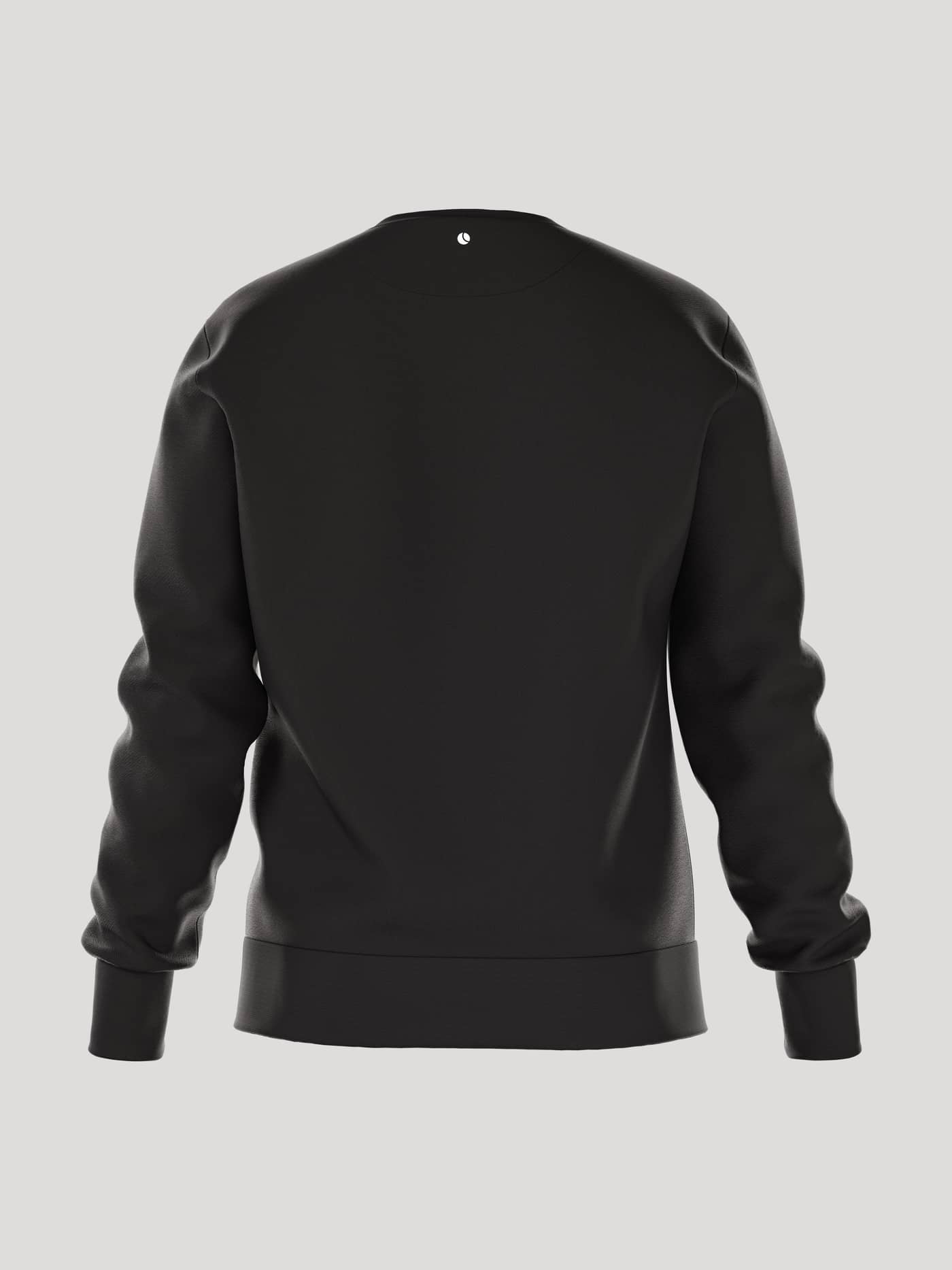 Achteraanzicht van het heren Borg Essential 1 Sweatshirt in Black Beauty (Zwart) met lange mouwen en wit tennisbal-logo. - Image 3