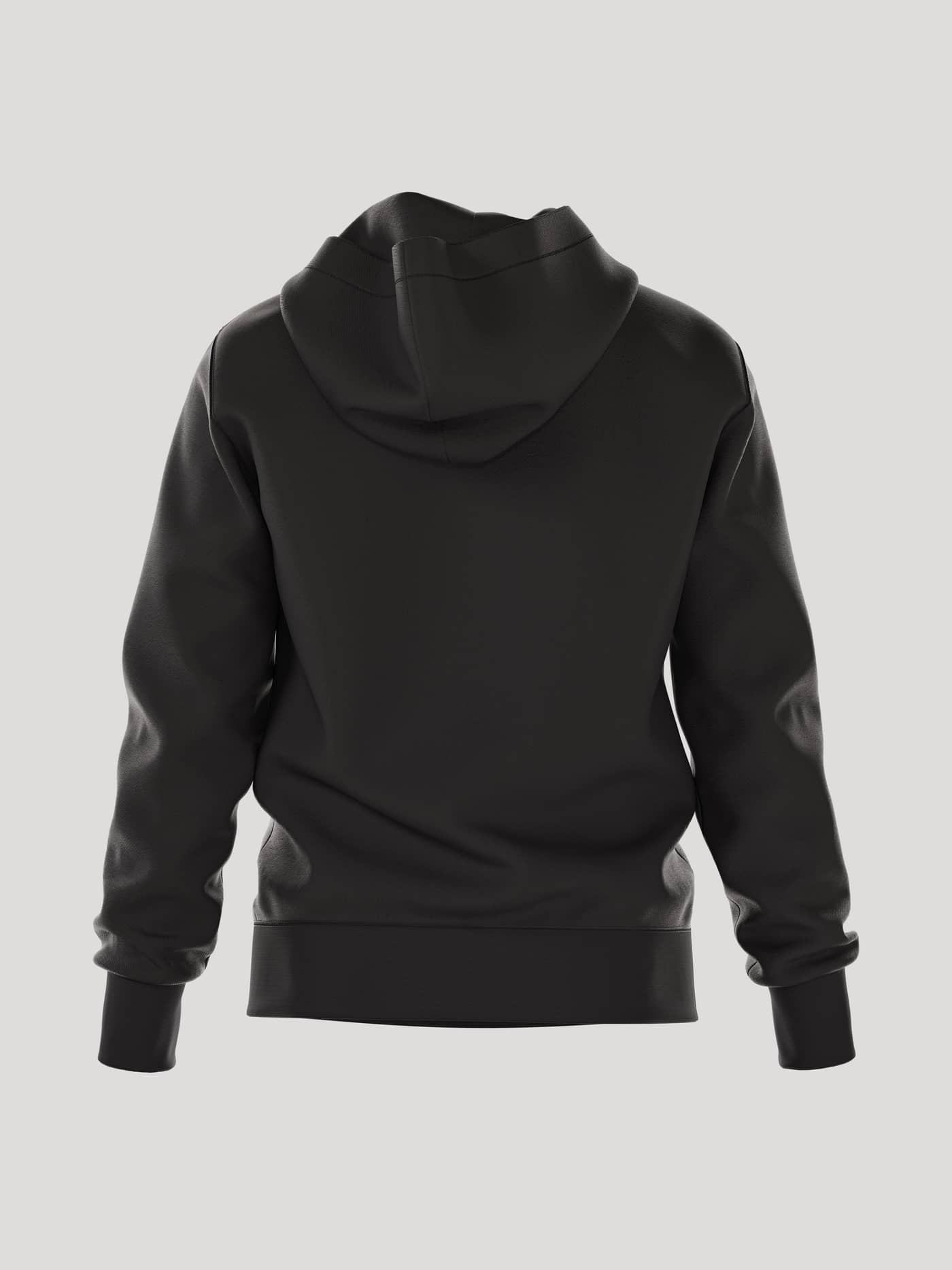 Rückansicht des Borg Essential 1 Hoodie für Herren in Black Beauty (Schwarz) mit funktionalem Stil und bequemer Passform. - Image 2