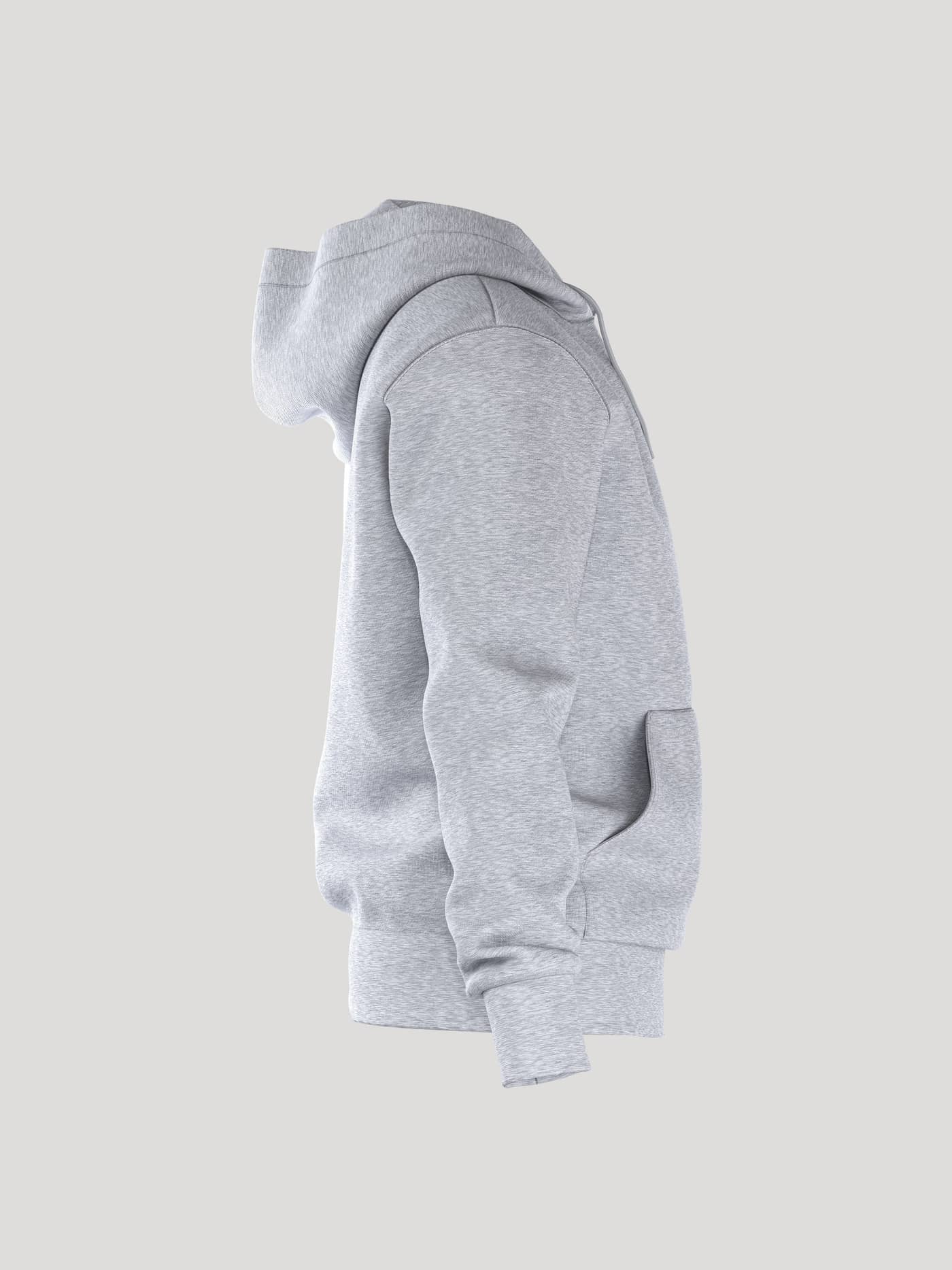 Seitenansicht des Borg Essential 1 Hoodie für Herren in Light Grey Melange (Grau) mit Fokus auf Stil und Passform. - Image 2