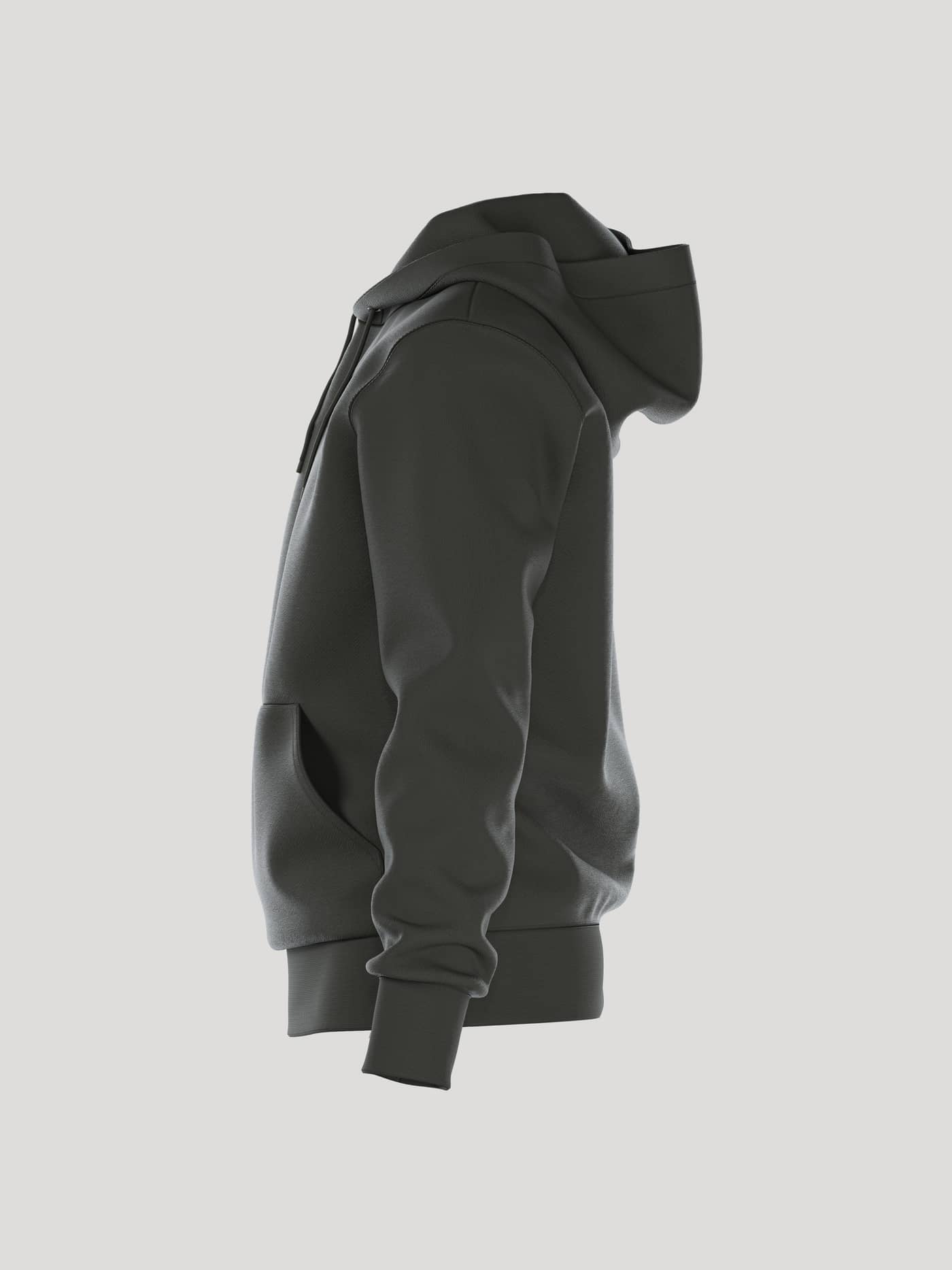 Side view of the men's Borg Essential 1 Hoodie in Peat. - Image 4