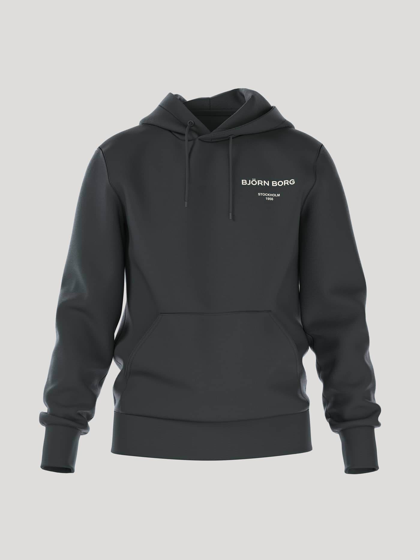 Borg Essential 1 Hoodie i bomullsblandning för herrar framifrån i Urban Chic (Grön) med relaxed fit och vit bröstlogotyp. - Image 1
