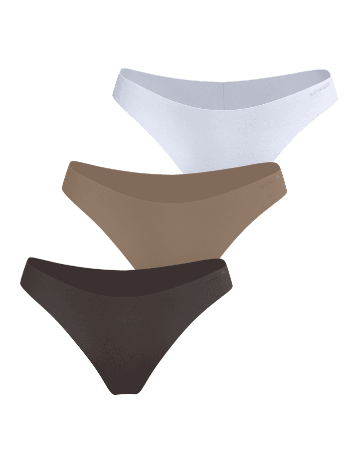 Invisible Briefs 3-pack in wit en bruin van microvezel jersey met lasergesneden randen voor een naadloze pasvorm. - Image 2
