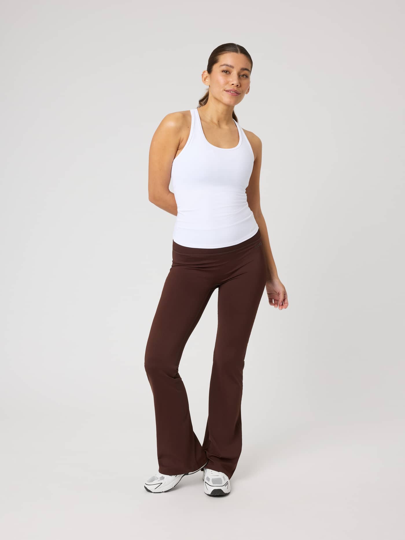 Borg Soft Racerback Tank Top in Brilliant White (White) shown in a full-body front view for a slim training fit. - Image 3