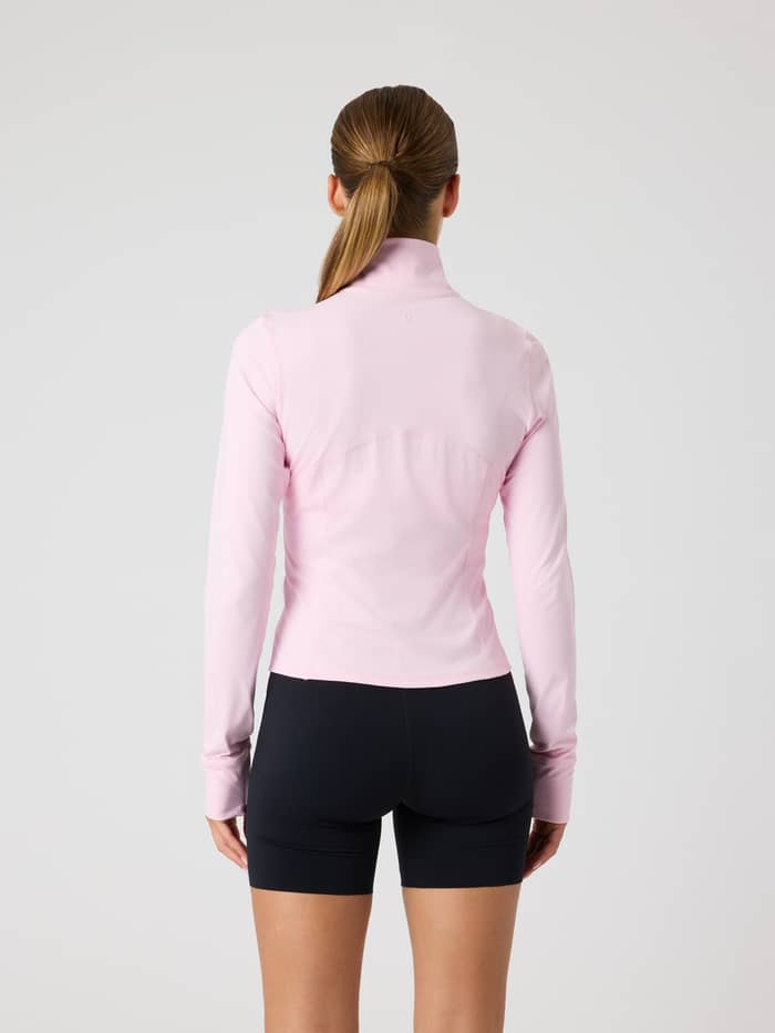 Rückansicht des Borg Soft Zip Midlayer in Pink Lady (Pink), stylishes Performance-Top für Training mit schmaler Passform. - Image 3