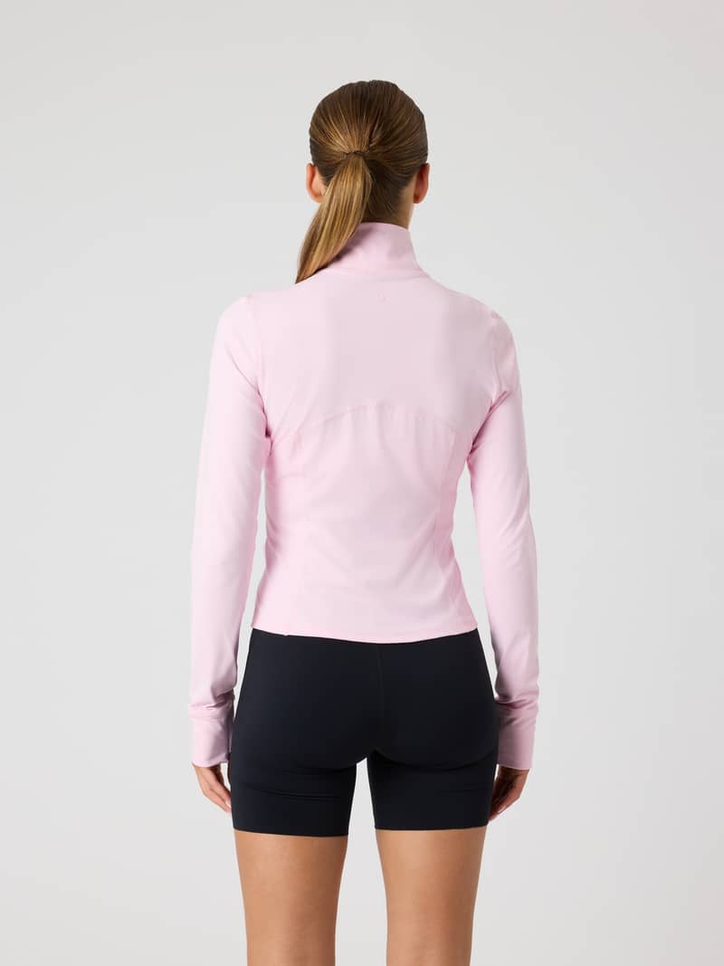 Rückansicht des Borg Soft Zip Midlayer in Pink Lady (Pink), stylishes Performance-Top für Training mit schmaler Passform. - Image 3