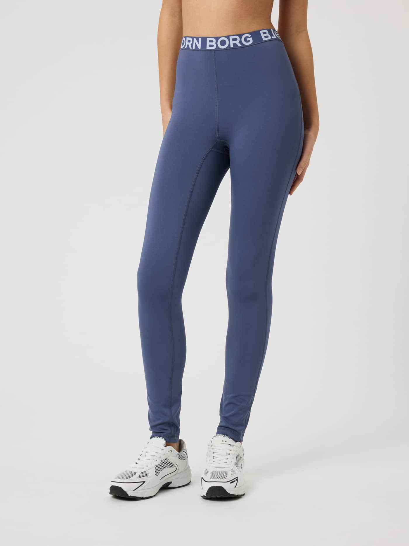 Borg Leggings voor kids in Nightshadow Blue (Blauw) met een witte logotailleband voor training. - Image 1