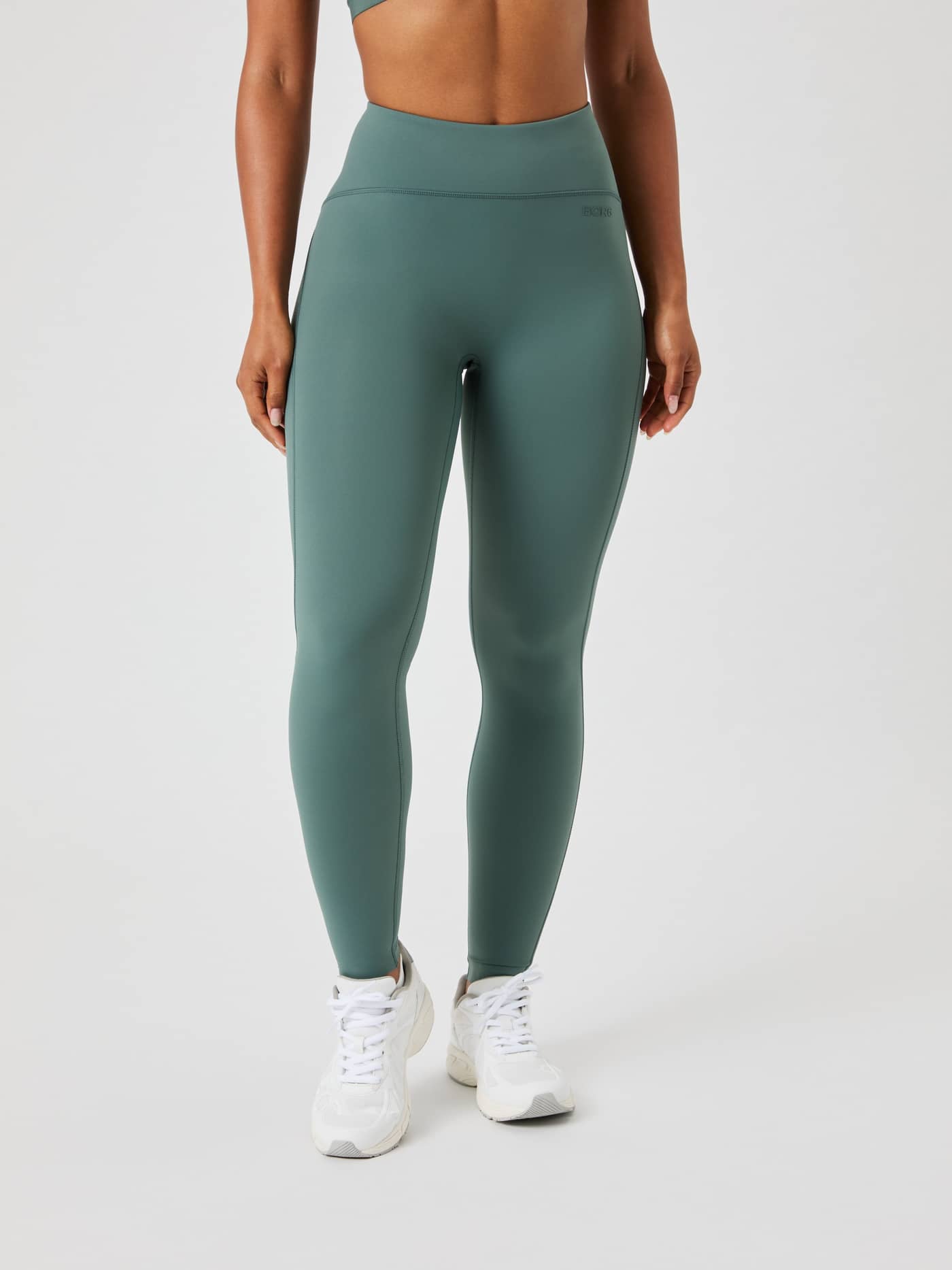 Borg Reform Tights i Balsam Green (Grønn) sett forfra, treningstights med høy midje for stilig passform. - Image 2