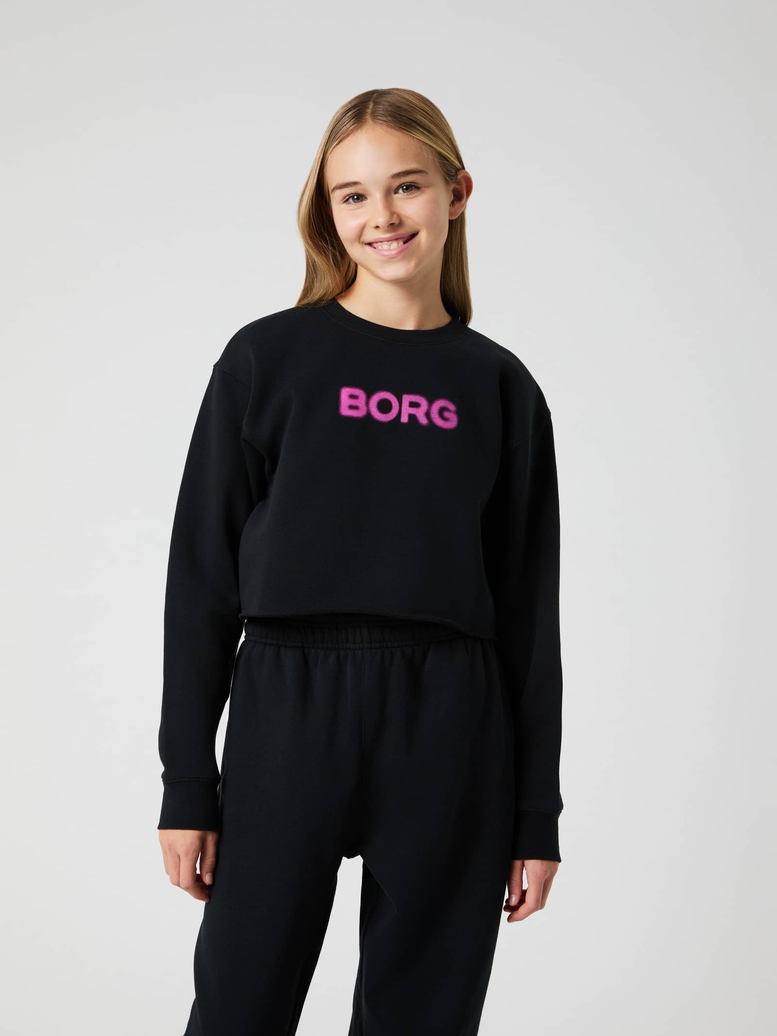 Björn Borg - Borg Oversized Cropped Sweatshirt Black Beauty Kids - Image 1