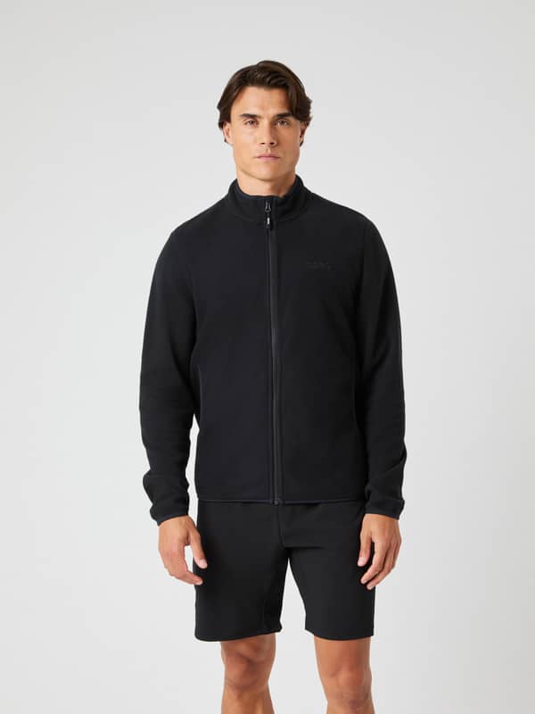 Borg Full Zip Fleece i Black Beauty (Svart) för herrar sedd framifrån, tillverkad av värmande återvunnen polyester.