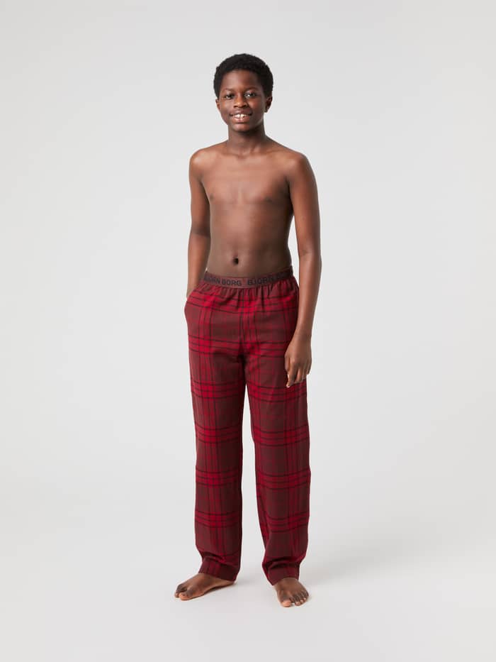 Core Flannel Pyjama Pants pour kids en flanelle à carreaux Tartan Hs 3 (Rouge) avec logo noir à la taille. - Image 3